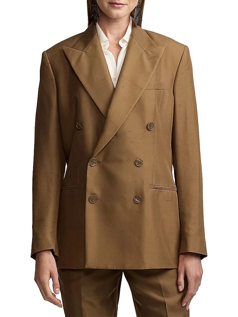 Timothy Satin Double-Breasted Blazer