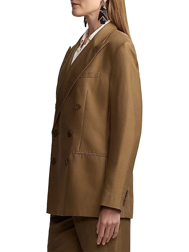 Timothy Satin Double-Breasted Blazer