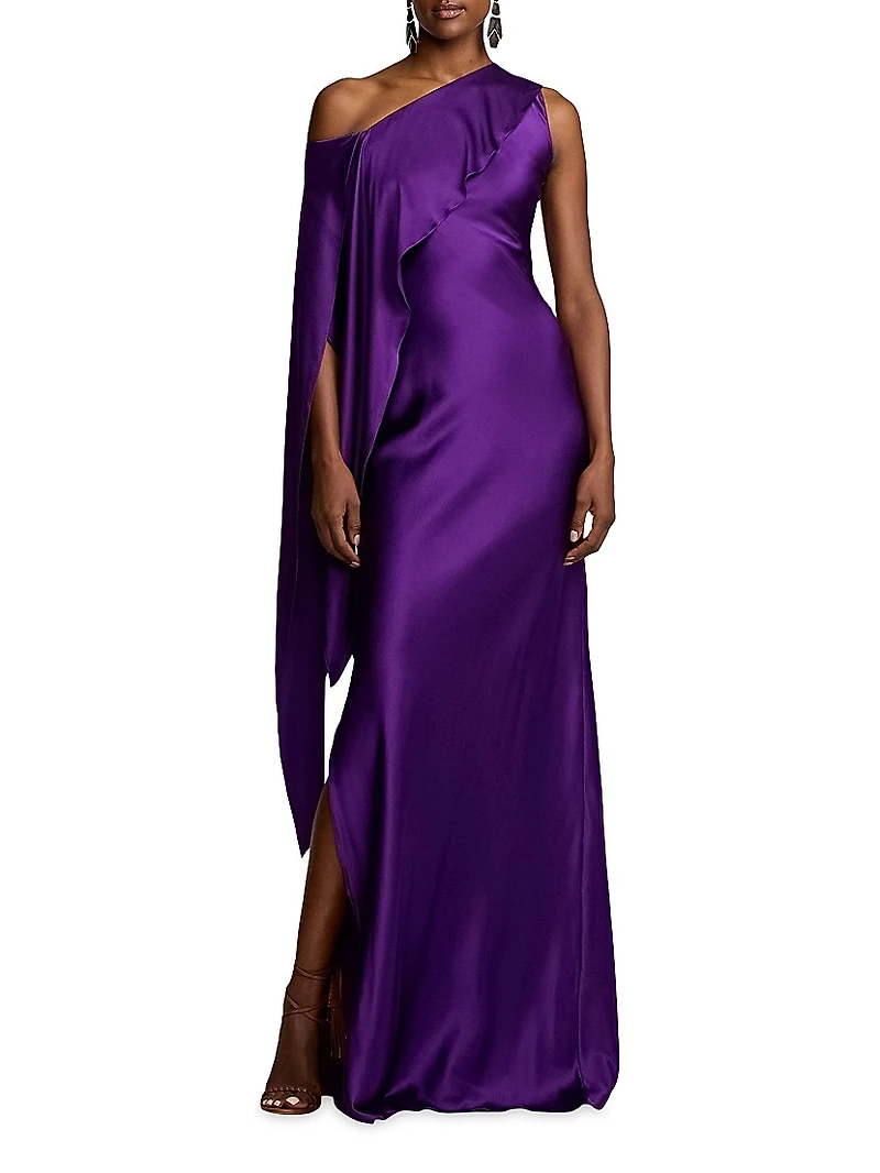Lizzie Satin One-Shoulder Gown