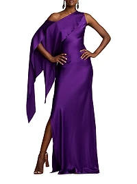 Lizzie Satin One-Shoulder Gown