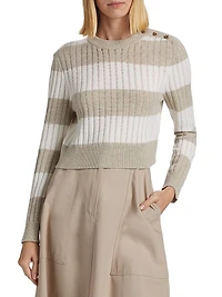 Alfeo Striped Wool-Cashmere Crop Sweater