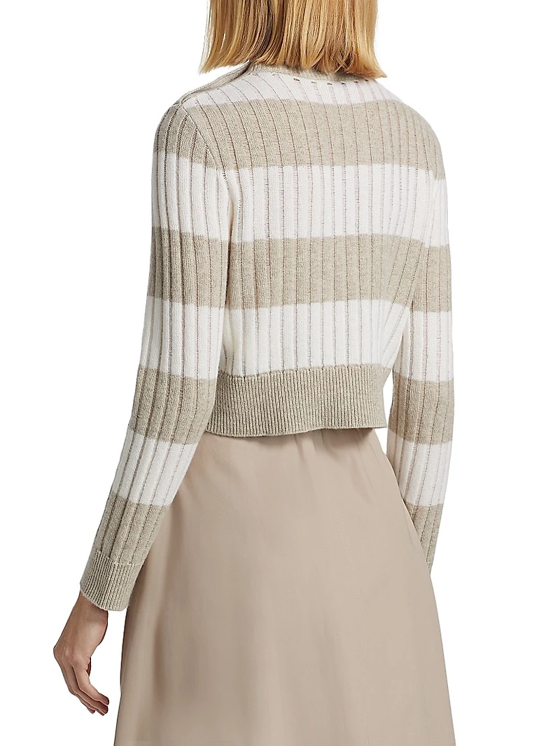 Alfeo Striped Wool-Cashmere Crop Sweater