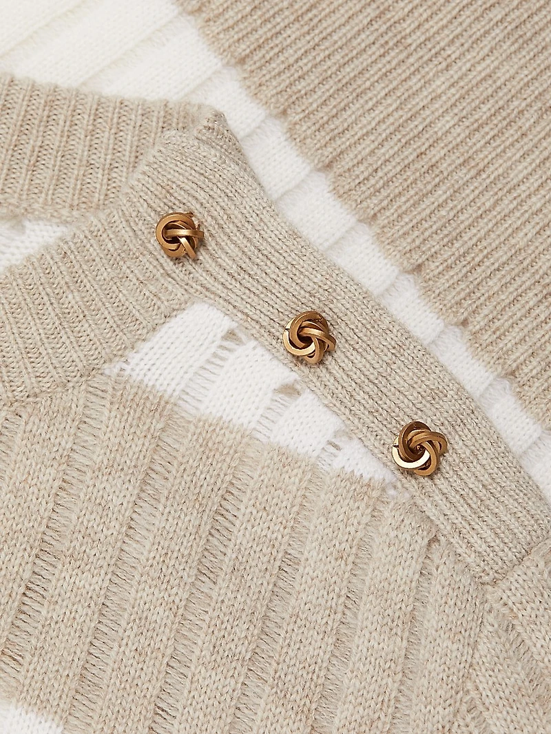 Alfeo Striped Wool-Cashmere Crop Sweater