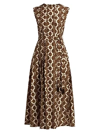 Amati Abstract Cotton Tie-Waist Midi-Dress
