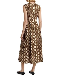 Amati Abstract Cotton Tie-Waist Midi-Dress