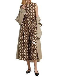 Amati Abstract Cotton Tie-Waist Midi-Dress