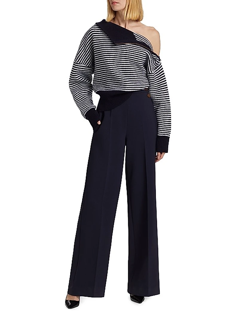 Polonia Stretch-Wool Wide-Leg Pants