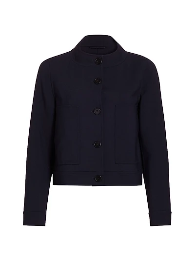 Lamine Stretch-Wool Button-Front Jacket
