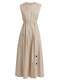 Amina Cotton Tie-Waist Midi Dress