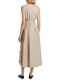 Amina Cotton Tie-Waist Midi Dress