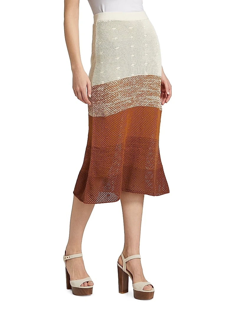 Ofrenda Gradient Crochet Midi-Skirt