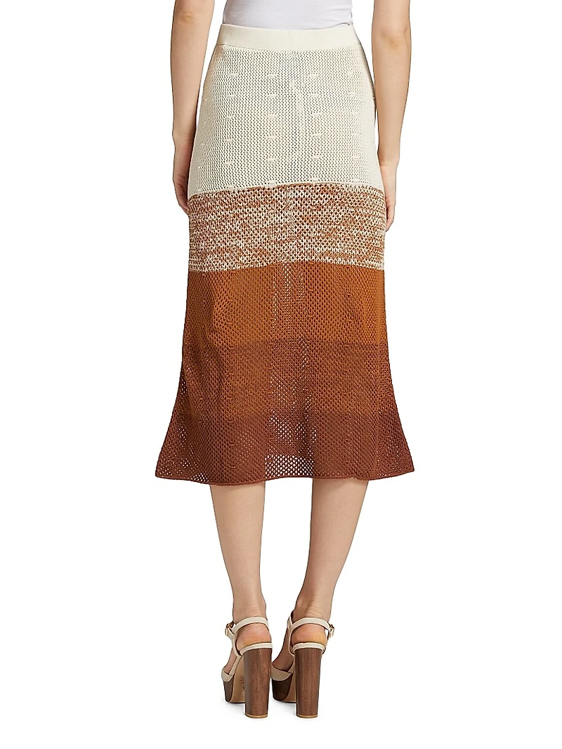 Ofrenda Gradient Crochet Midi-Skirt