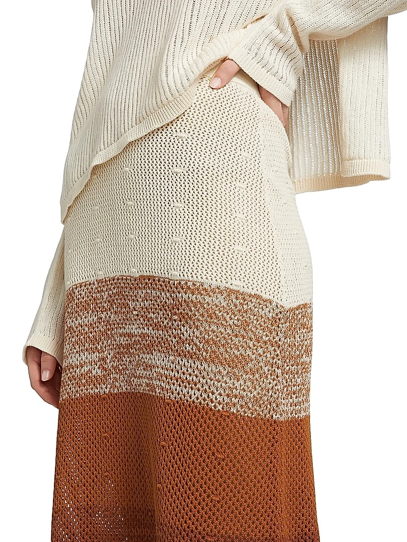 Ofrenda Gradient Crochet Midi-Skirt