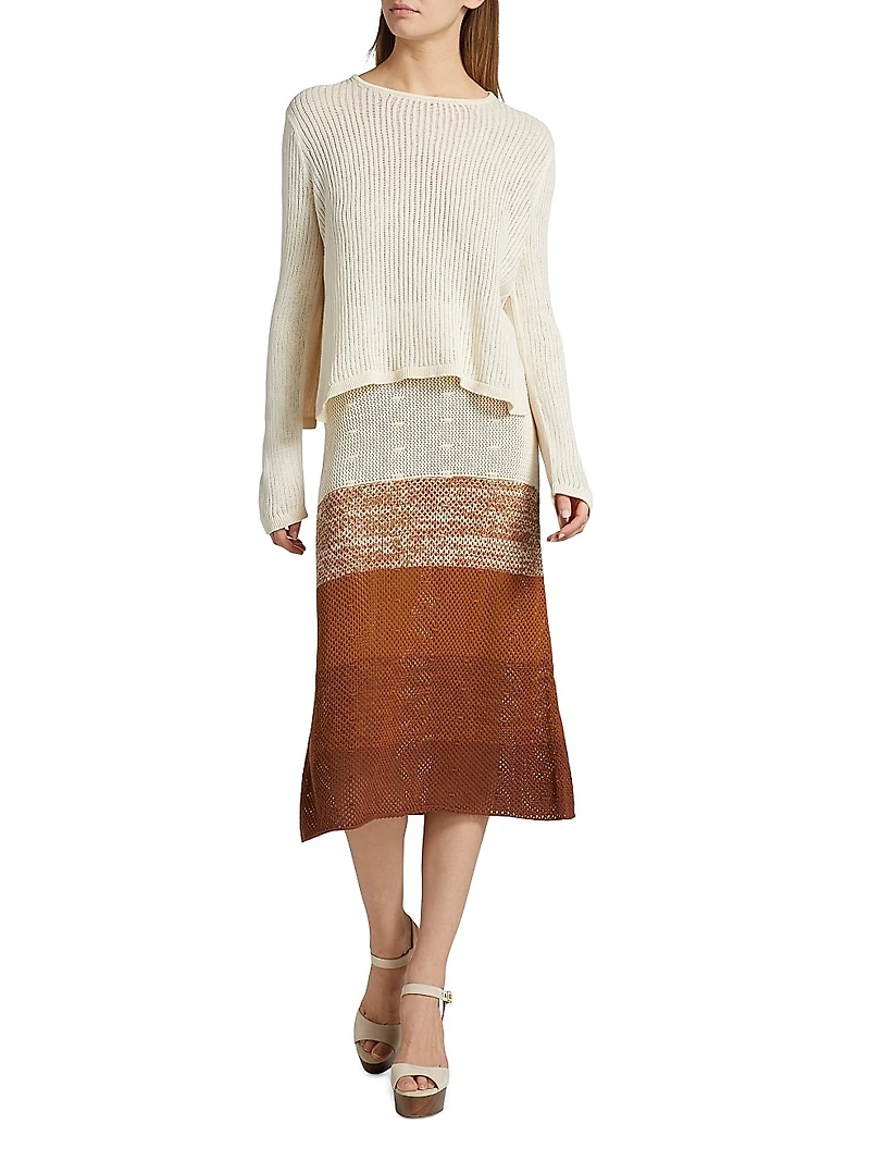 Ofrenda Gradient Crochet Midi-Skirt