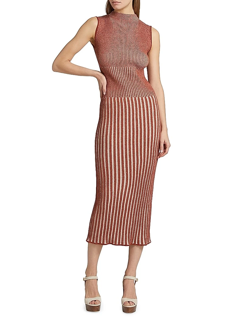 Spondylus Golfo Rib-Knit Midi-Dress