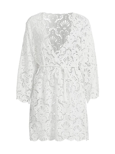 Seashell Eyelet Cotton Cover-Up Minidress