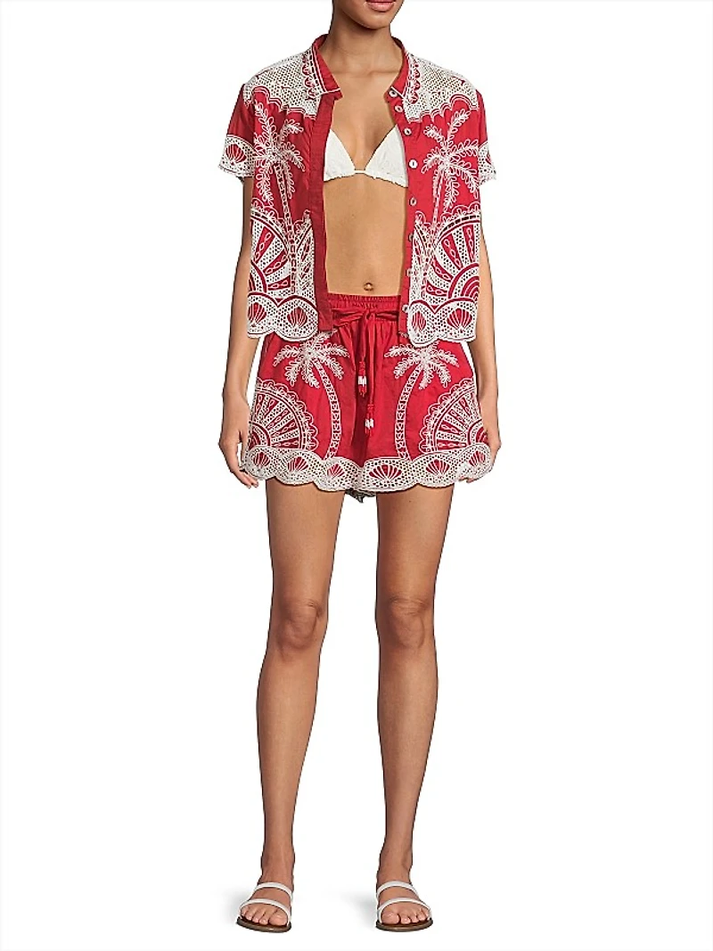 Palm Trees Crochet Shorts
