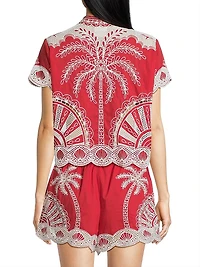 Palm Trees Crochet Short-Sleeve Shirt
