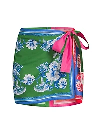 Floral Elegance Cotton Cover-Up Wrap Miniskirt