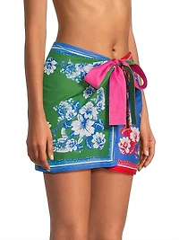 Floral Elegance Cotton Cover-Up Wrap Miniskirt