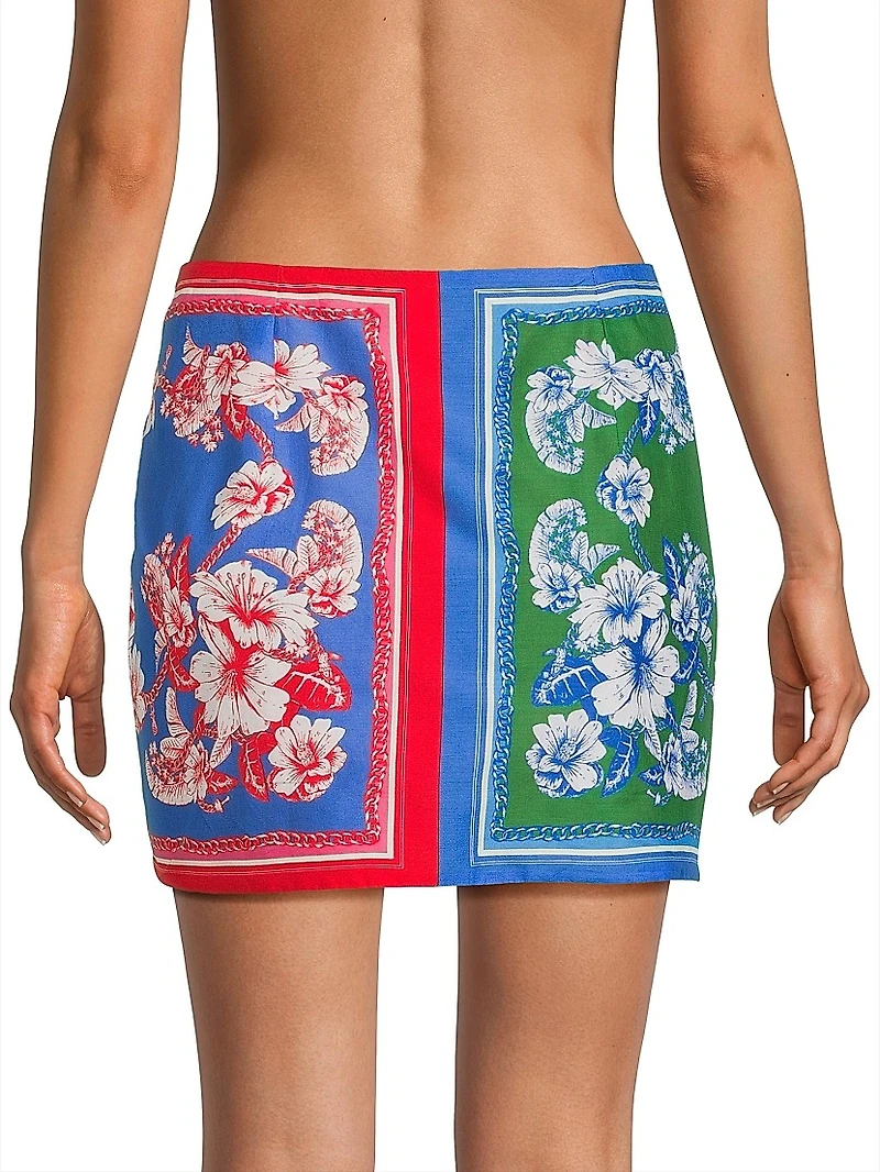 Floral Elegance Cotton Cover-Up Wrap Miniskirt