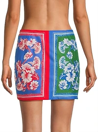 Floral Elegance Cotton Cover-Up Wrap Miniskirt