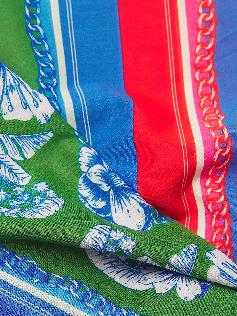 Floral Elegance Cotton Cover-Up Wrap Miniskirt