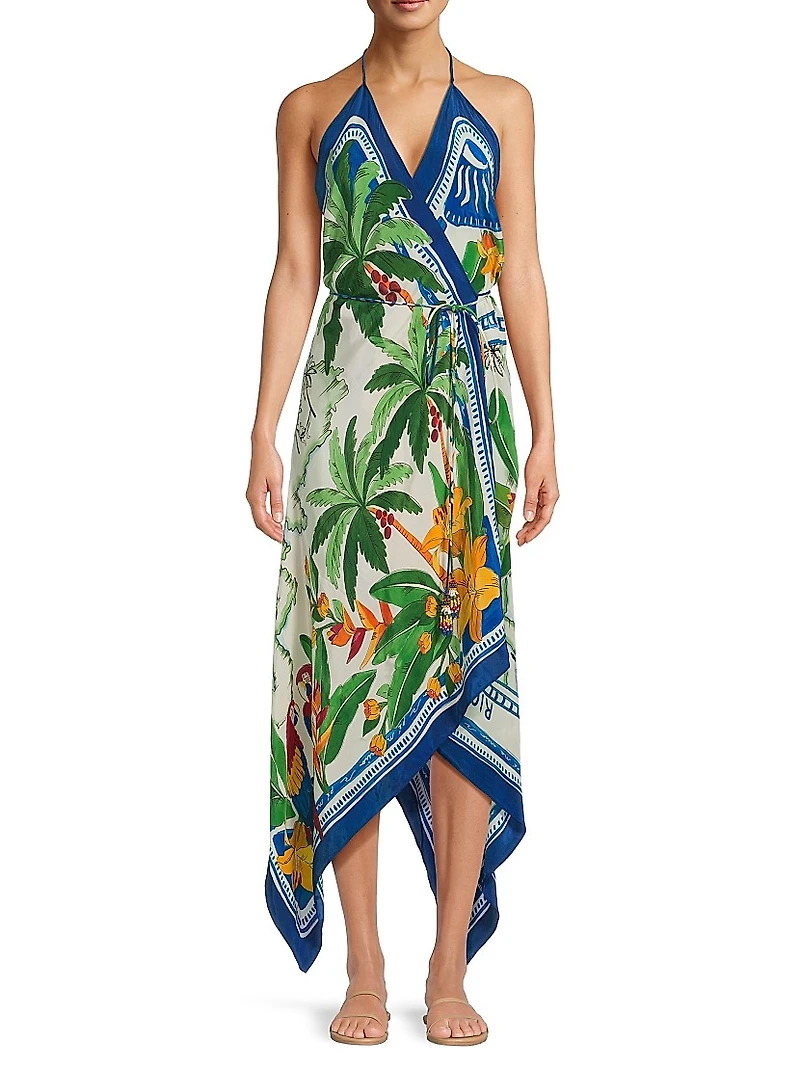 Tropical Destination Handkerchief Cover-Up Maxi Dress