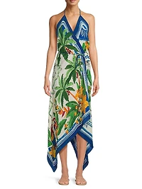 Tropical Destination Handkerchief Cover-Up Maxi Dress