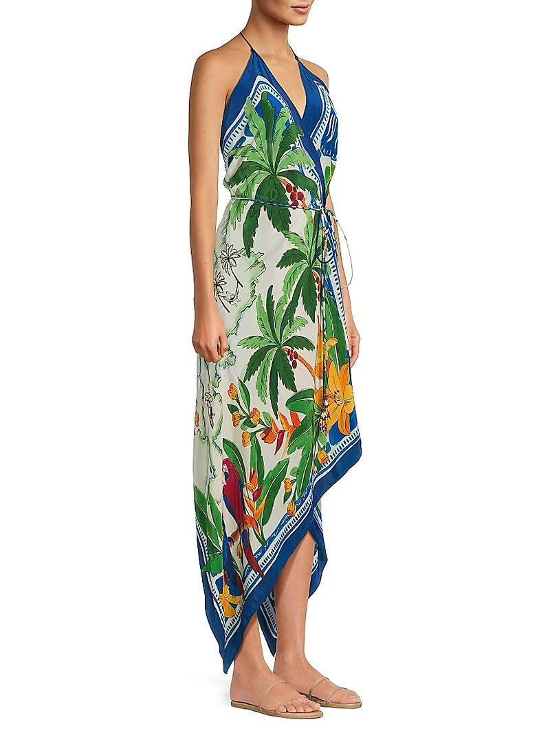 Tropical Destination Handkerchief Cover-Up Maxi Dress