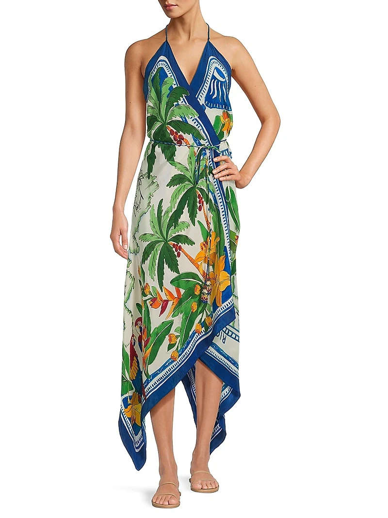 Tropical Destination Handkerchief Cover-Up Maxi Dress