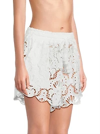 Seashell Eyelet Cotton Cover-Up Shorts