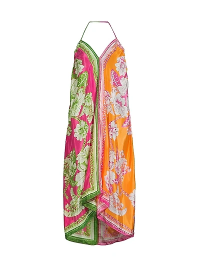 Floral Mixed Scarves Cover-Up Dress