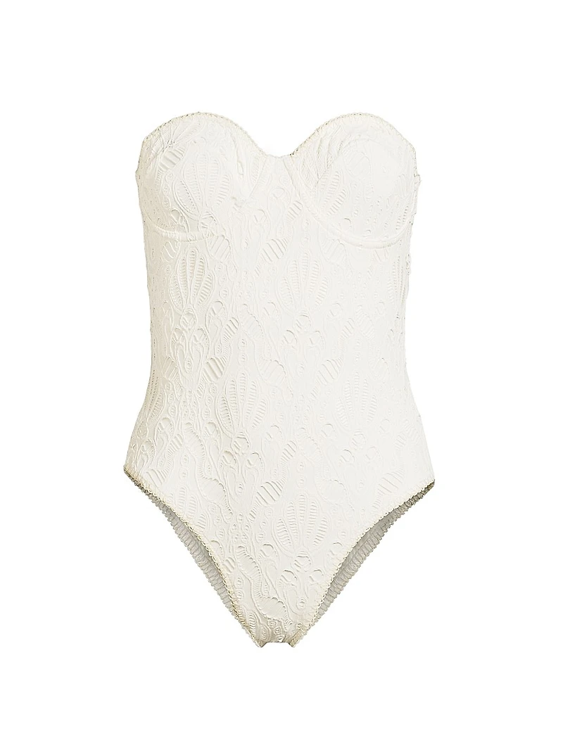 Seashell Eyelet One-Piece Swimsuit