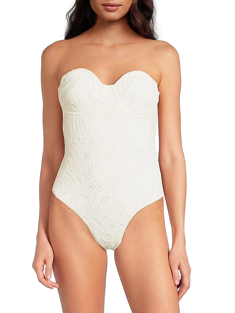 Seashell Eyelet One-Piece Swimsuit