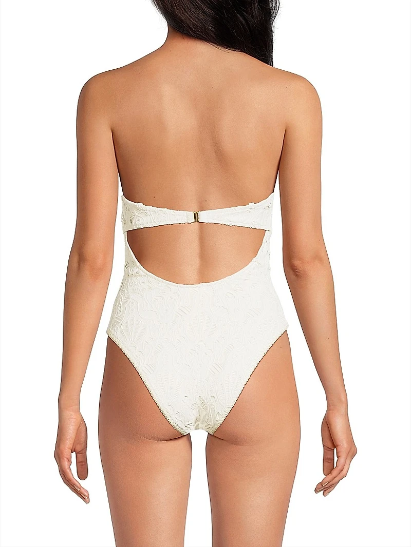 Seashell Eyelet One-Piece Swimsuit