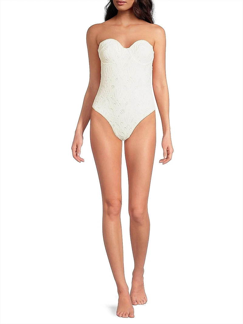 Seashell Eyelet One-Piece Swimsuit