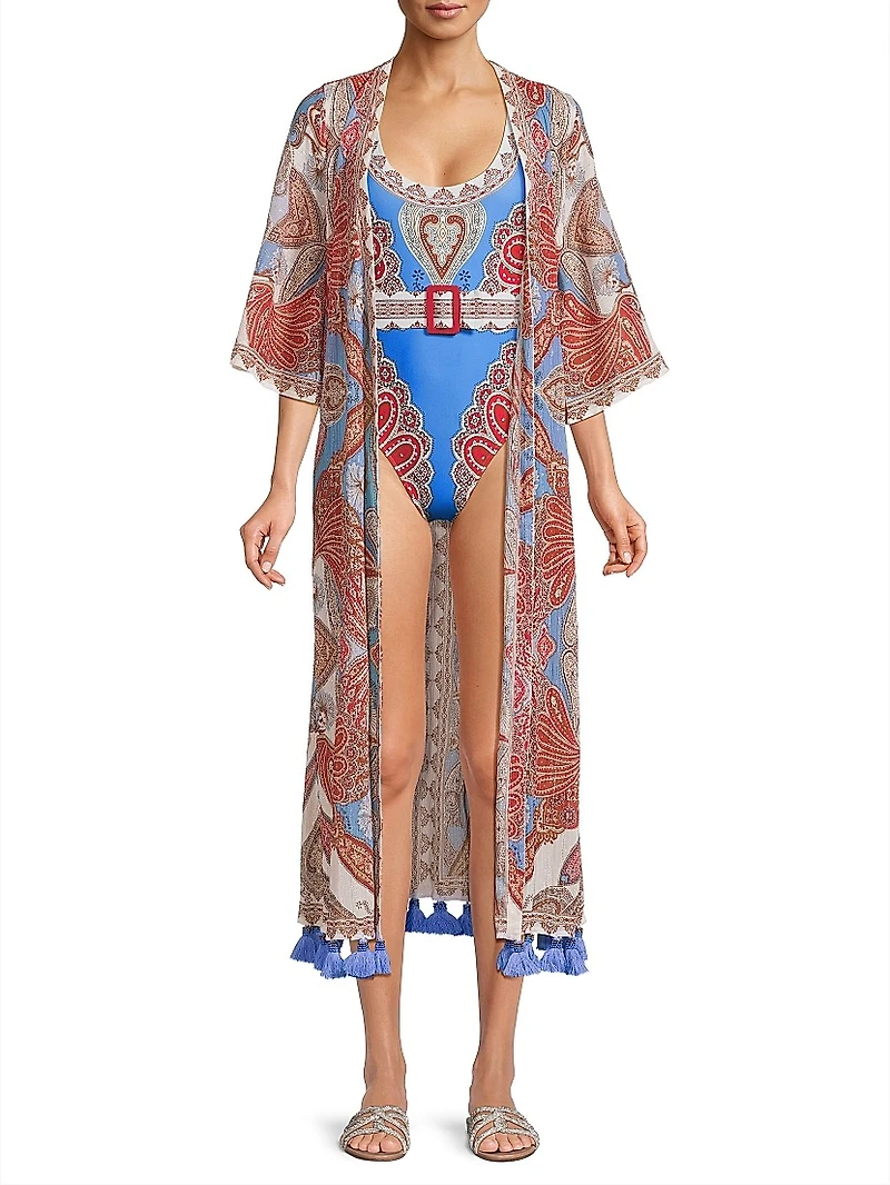 Jandaya Mixed-Print Cover-Up Robe