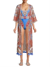 Jandaya Mixed-Print Cover-Up Robe
