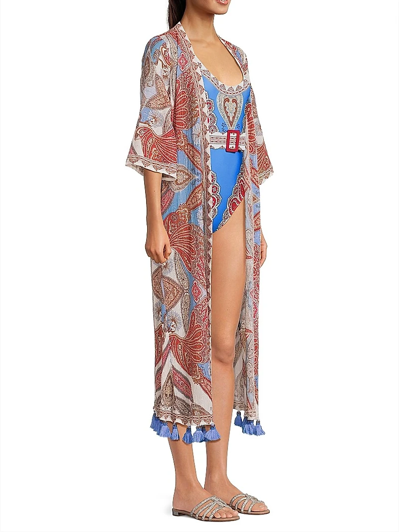 Jandaya Mixed-Print Cover-Up Robe