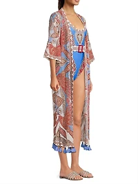 Jandaya Mixed-Print Cover-Up Robe