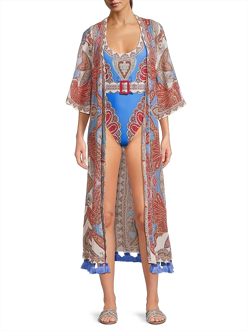 Jandaya Mixed-Print Cover-Up Robe