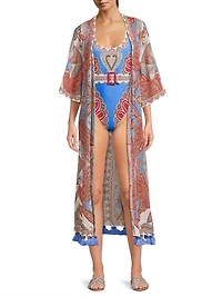Jandaya Mixed-Print Cover-Up Robe