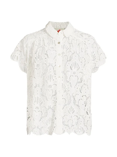 Seashell Eyelet Cover-Up Shirt