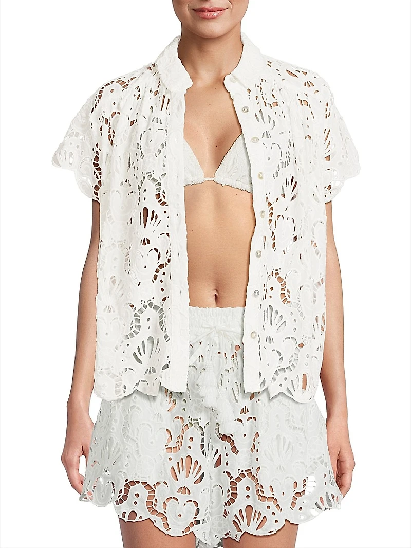 Seashell Eyelet Cover-Up Shirt