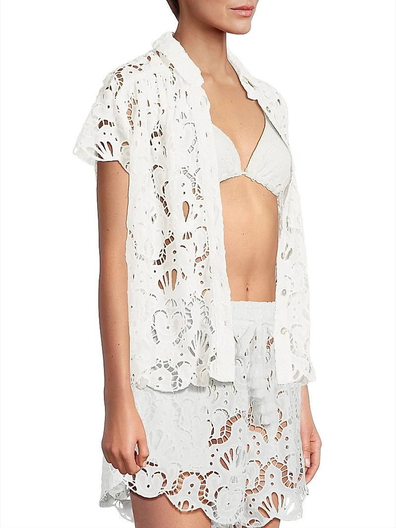 Seashell Eyelet Cover-Up Shirt