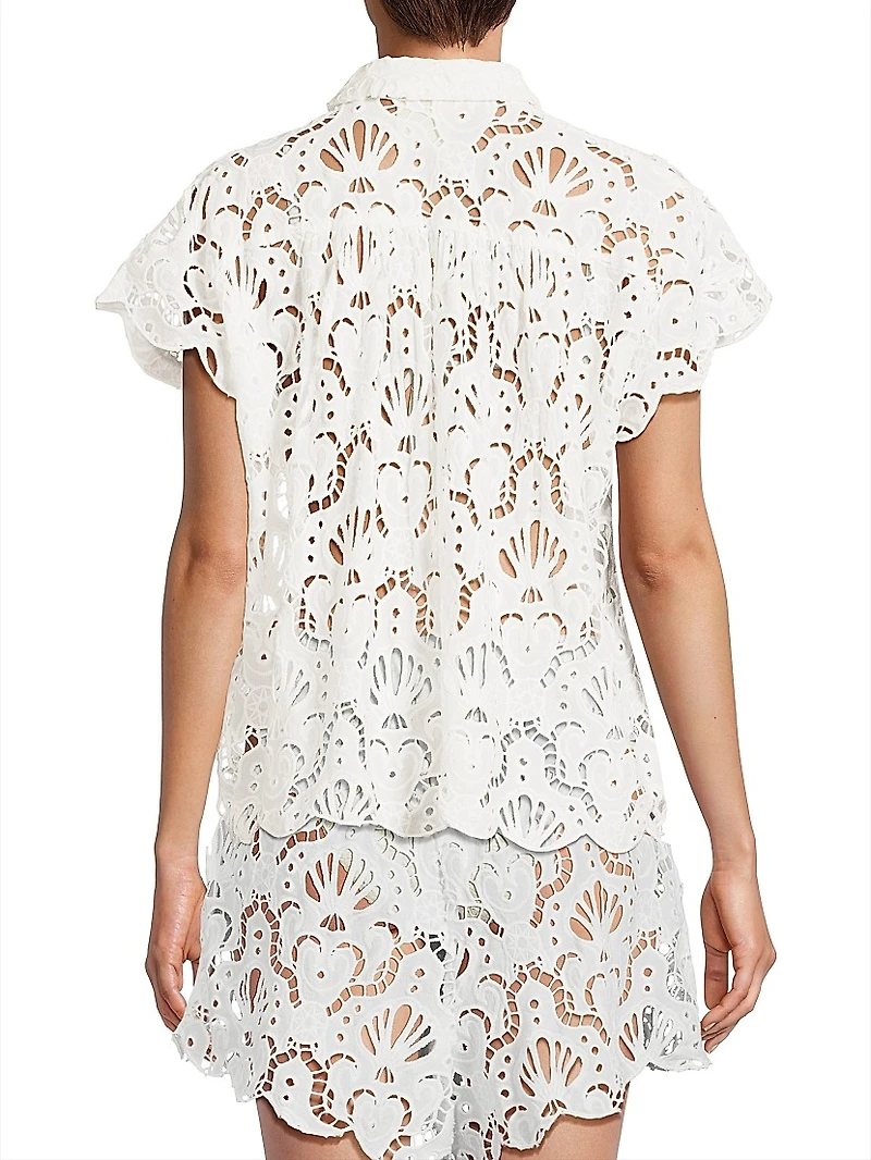 Seashell Eyelet Cover-Up Shirt