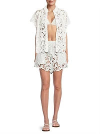 Seashell Eyelet Cover-Up Shirt