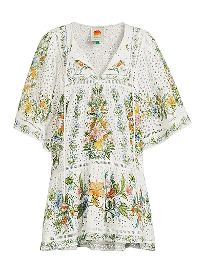Sweet Bloom Bouquet Eyelet Cotton Cover-Up