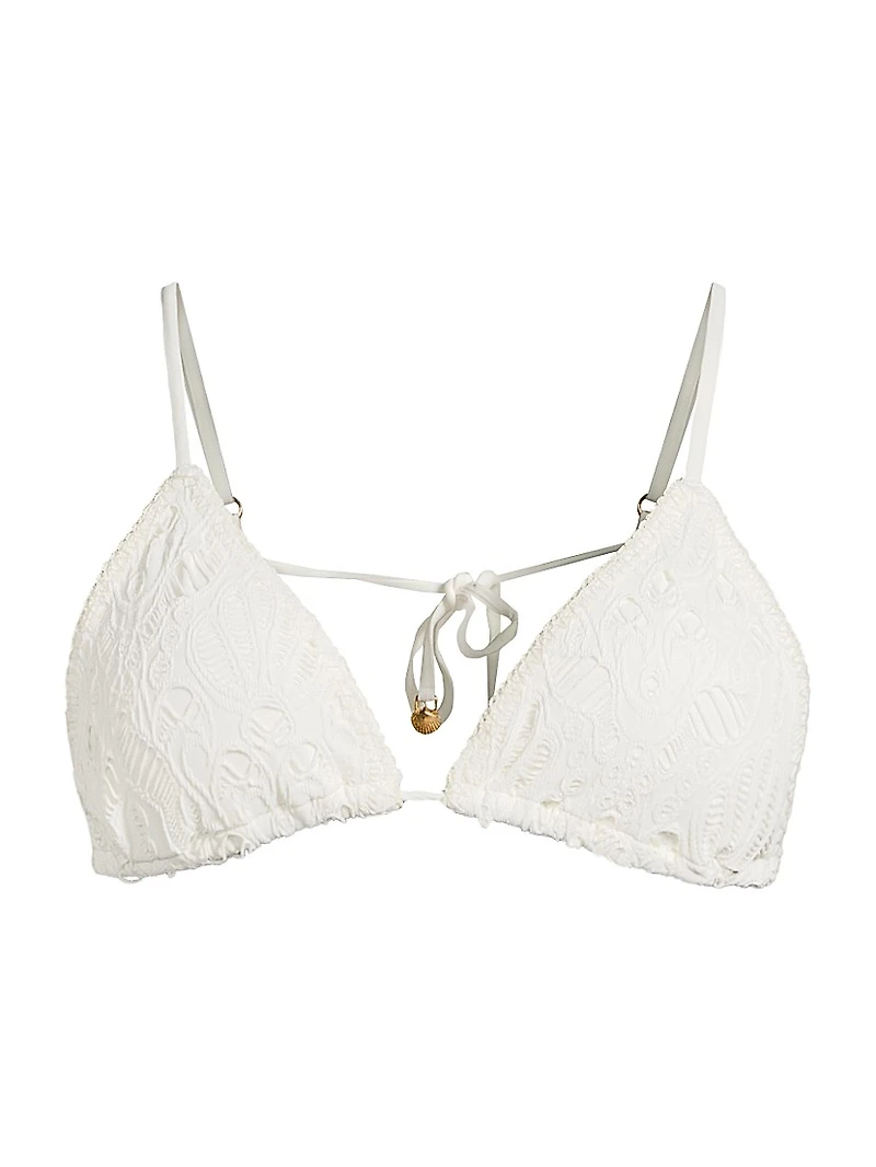 Seashell Eyelet Triangle Bikini Top